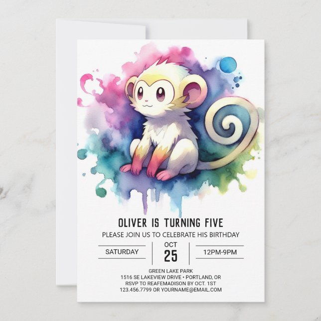Convites Rustic Kids Monkey Birthday (Frente)