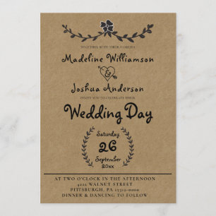 Convites Rustic Kraft com Laurel Vine Weditation