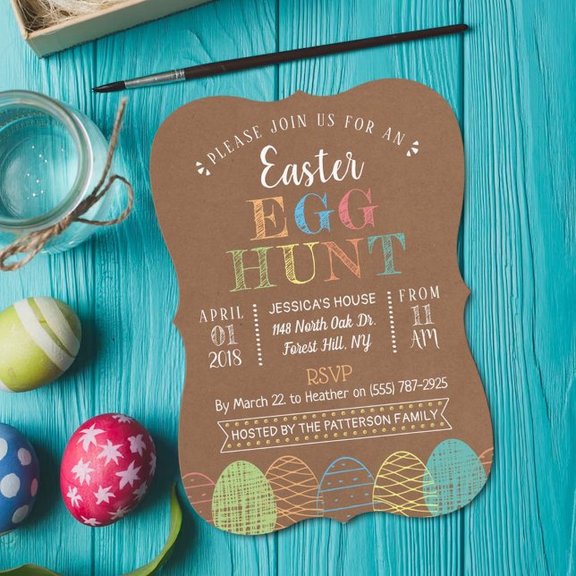 Convites Rustic Kraft Easter Egg Hunt (Criador carregado)