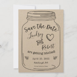 Convites Rustic Kraft Mason Jar Salve a Data
