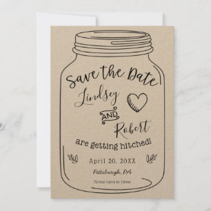 Convites Rustic Kraft Mason Jar Salve a Data