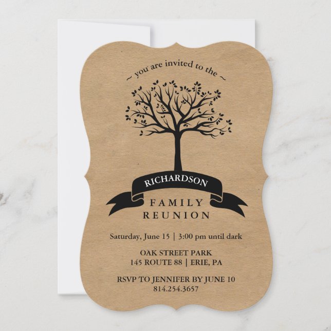 Convites Rustic Kraft olha para a união da família com Tree (Frente)