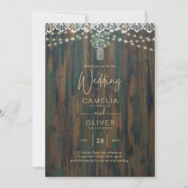 Convites Rustic Lace Gypsophila Luzes Mason Jar Weding
