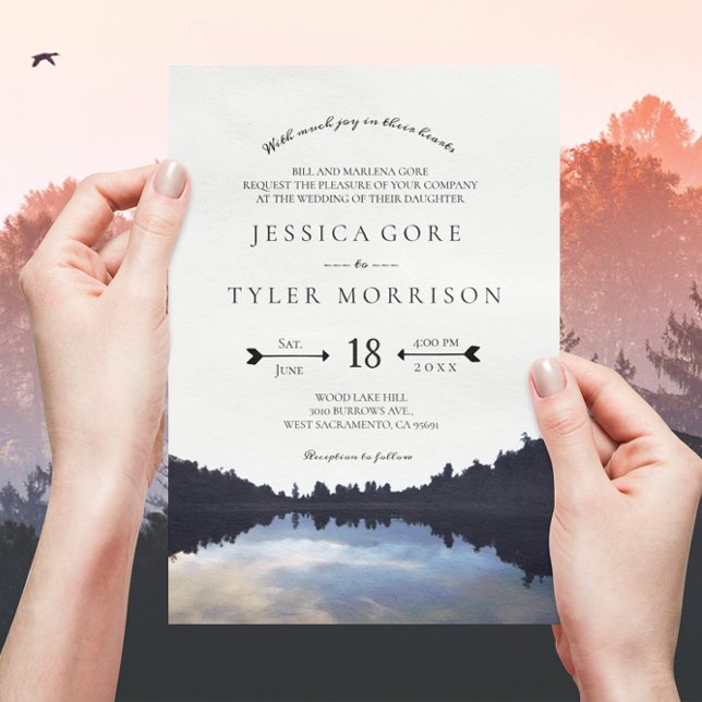 Convites ©Rustic Lake Refletion Lakeside Wedding (Criador carregado)