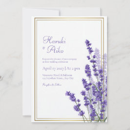 Convites Rustic Lavender Double Line Frame Border Wedding
