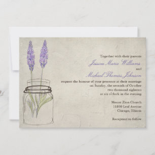 Convites Rustic Lavender Mason Jar   Wedding