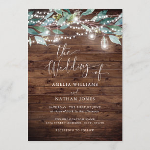 Convites Rustic Leaf String Light Casamento