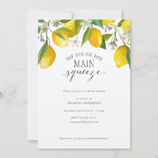 Convites Rustic Lemon Ela encontrou seu principal aperto, B (Frente)