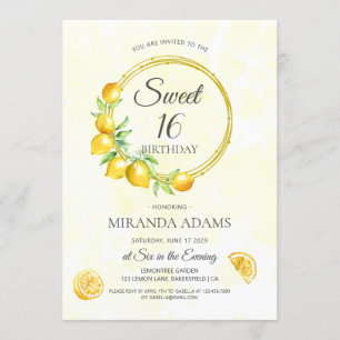 Convites Rustic Lemon Wreath Summer Boho Sweet 16 Aniversá