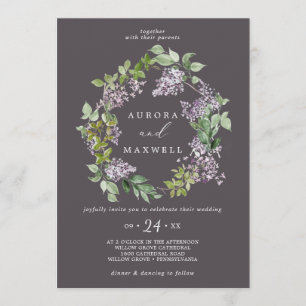Convites Rustic Lilac   Casamento de Cinzas