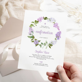 Convites Rustic Lilac Flowers Confirmation Invitation