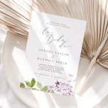 Convites Rustic Lilac La Boda De Wedding<br><div class="desc">Este convite de casamento é perfeito para um casamento de primavera ou verão. A romântica e elegante design floral apresenta flores lilás roxas de aquarela com uma sensação de jardim boho country.</div>