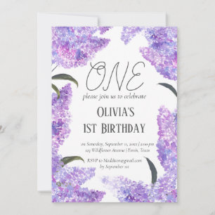 Convites Rustic Lilac Primeiro Aniversário de Marinha
