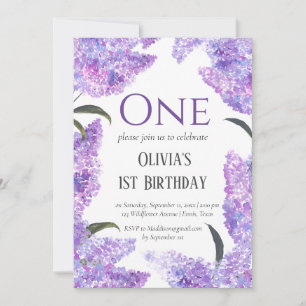 Convites Rustic Lilac Primeiro Aniversário de Marinha