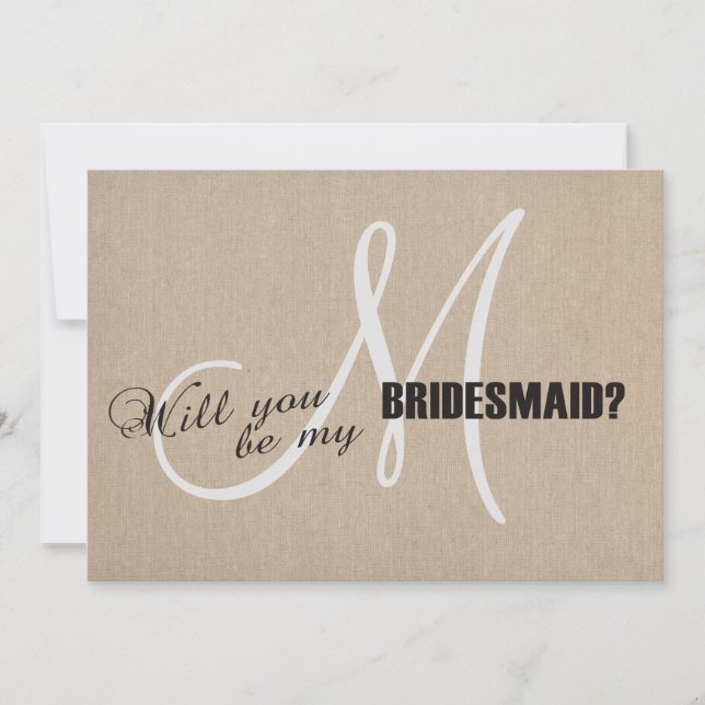Convites Rustic Linen Canvas Weding Be My Bridesmaid (Frente)