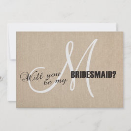 Convites Rustic Linen Canvas Weding Be My Bridesmaid