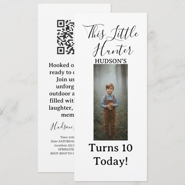 Convites Rustic Little Hunter Photo Boy Birthday Invitation (Frente/Verso)