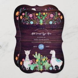 Convites Rustic Llama Watercolor Folheou EVENTOS