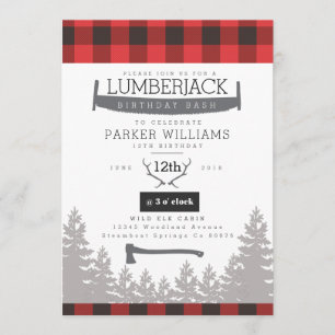 Convites Rustic Lumberjack Birthday Bash Invite