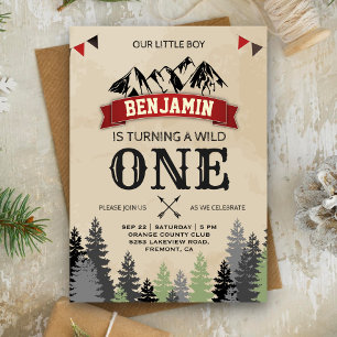 Convites Rustic Lumberjack Boys Wild One primeiro aniversar