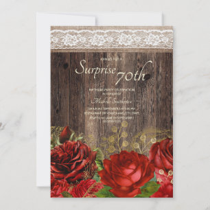 Convites Rustic Madeira Vermelho Dourado Flores Burel Surpr