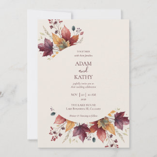 Convites Rustic Maple Leaf Arch Fall Wedding Invitation