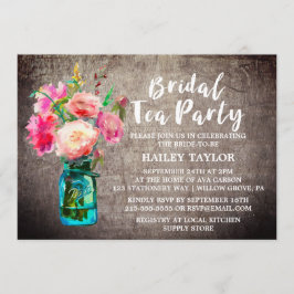 Convites Rustic Mason Jar com Flores Bridal Tea Party