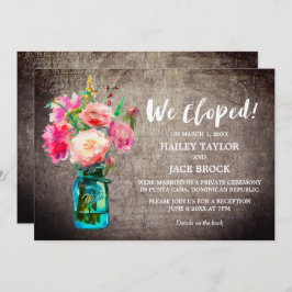 Convites Rustic Mason Jar com Flores e Recepção Elopement