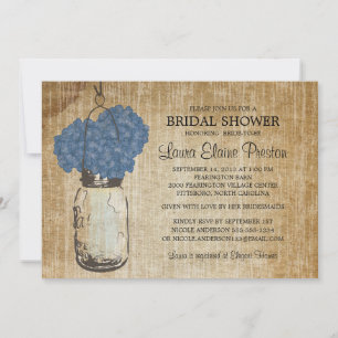 Convites Rustic Mason Jar e Hydrangeas