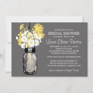 Convites Rustic Mason Jar e Wildflower Daisies