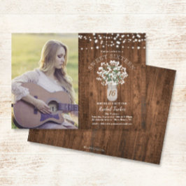 Convites Rustic Mason Jar Lights Sweet 16 Foto de aniversár