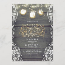 Rustic Mason Jar Lights Wood and Lace Weds