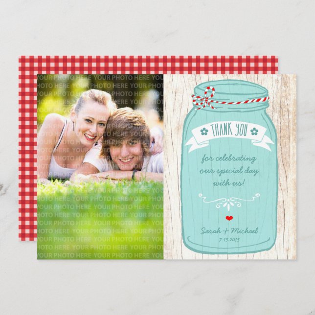 Convites Rustic Mason Jar no Latido Ilustrated Wedding (Frente/Verso)