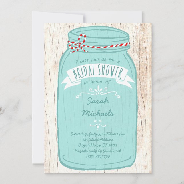 Convites Rustic Mason Jar no Latido Ilustrated Wedding (Frente)