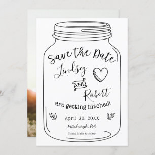 Convites Rustic Mason Jar Salve a Data com Foto