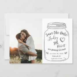 Convites Rustic Mason Jar Salve a Data com Foto