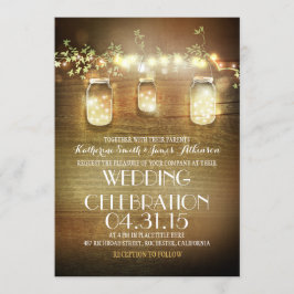 Convites Rustic Mason Jars String Luzes Elegante Casamento