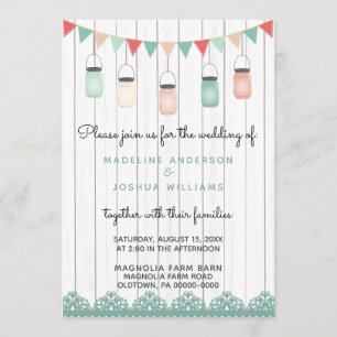 Convites Rustic Mason Jars String Luzes no Casamento de Mad