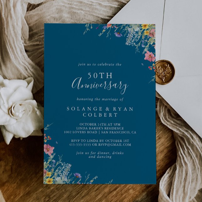 Convites Rustic Meadow Botanical 50th Wedding Anniversary (Criador carregado)