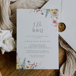 Convites Rustic Meadow Botanical I Do BBQ Engagement Party