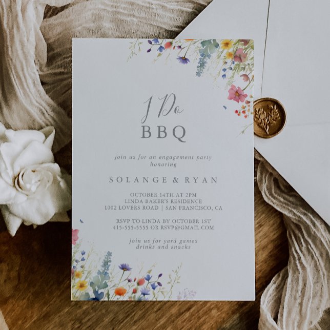 Convites Rustic Meadow Botanical I Do BBQ Engagement Party (Criador carregado)