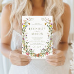 Convites Rustic Meadow Flower Country Wedding Invitation<br><div class="desc">Celebrate your special day with this refined rustic wedding invitation, featuring elegant watercolor illustrations of delicate wildflower blooms arranged in whimsical bohemian floral wreaths. This romantic botanical design blends natural charm with timeless sophistication. Perfect for spring or summer weddings, garden ceremonies, boho wedding themes, rustic outdoor celebrations, and countryside venues,...</div>