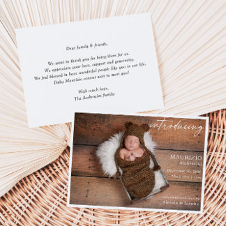 Convites Rustic Minimalist Baby Photo Announcement Card