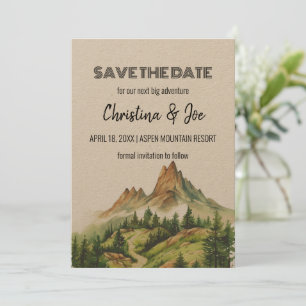 Convites Rustic Minimalist Kraft Mountain Salve a data