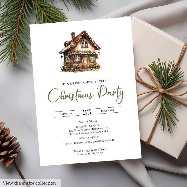 Convites Rustic Minimalist Neutral Earthy Cozy Xmas Party  (Rustic Minimalist Neutral Earthy Cozy Xmas Party Card Invite)