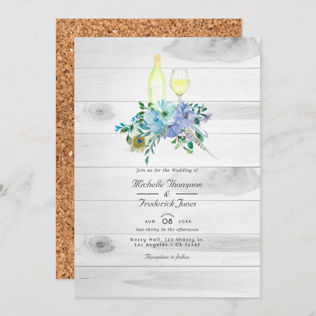 Convites Rustic Mint Boho Código QR RSVP Casamento de Prova (Frente/Verso)