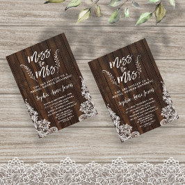 Convites Rustic Miss To Mrs Wood Lace Chá de panela
