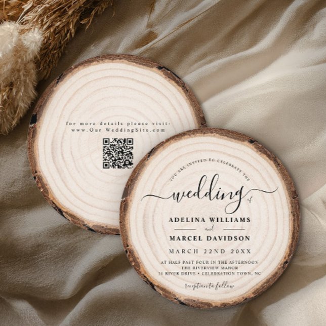Convites Rustic Modern Wood Natural Elegant Barn Wedding (Criador carregado)