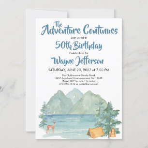 Convites Rustic Mountain Watercolor Adventure 50º Aniversár
