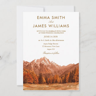 Convites  Rustic mountain watercolor  Wedding Invitation 